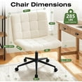 thumbnail image 2 of Criss Cross Chair with Wheels, Wide Seat Office Desk Chair with Soft Sherpa Fabric Height Adjustment, Armless Swivel Rolling Vanity Chairs for Home Office/Livingroom, Study Room，Beige, 2 of 15