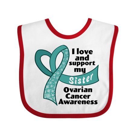 

Inktastic I Love and Support My Sister Ovarian Cancer Awareness Gift Baby Boy or Baby Girl Bib