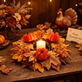 thumbnail image 4 of Halloween Fall Maple Leaves Door Wreath With Pumpkin Berries, Autumn Winter Front Door Garland, Holiday Decor for Christmas Thanksgiving, Home Porch Living Room Wall Ornament, B, 4 of 7
