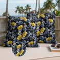 thumbnail image 3 of Blue Floral Outdoor Pillow Covers 26x26 Set of 2,Waterproof Patio Throw Pillowcase Protectors,Vintage Yellow Garden Blossom Flower Decorative Pillow Shams Cushion Covers for Seat Bed Couch Sofa, 3 of 8