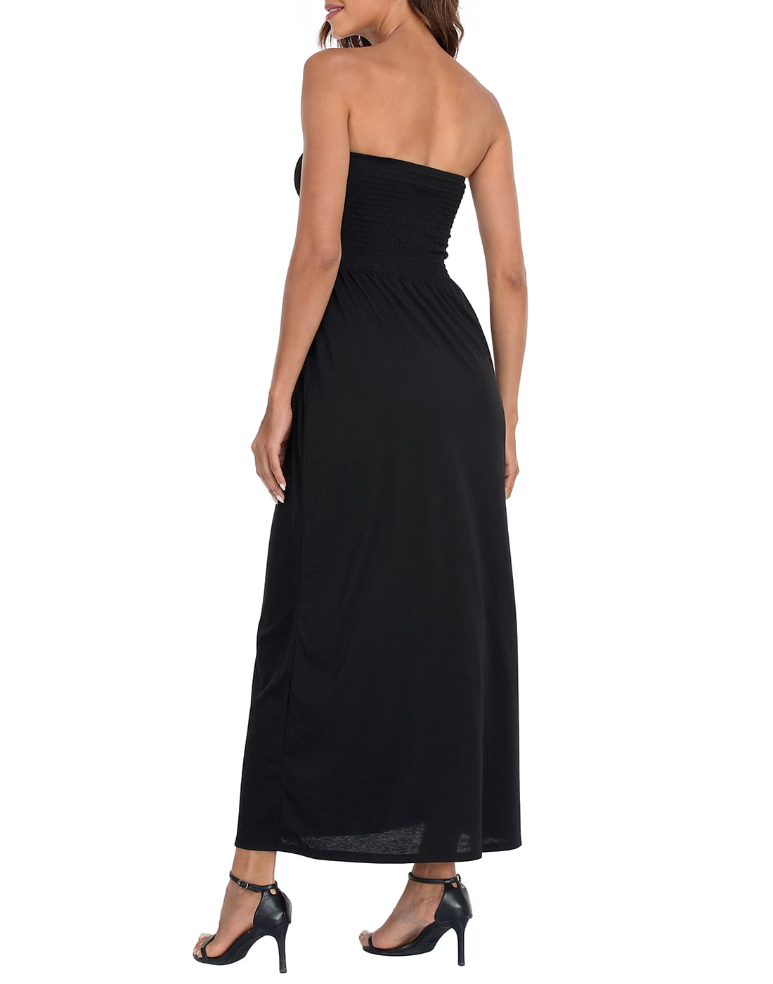 HDE Women's Strapless Maxi Dress Plus Size Tube Top Long Skirt Sundress  Cover Up Black 4X 