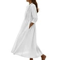 thumbnail image 5 of Gamivast Long Dresses for Women Long Sleeve Shirt Dress Mock Neck Button Down Dress Pleated Front Solid Color Loose Fit Casual Maxi Gown, 5 of 8