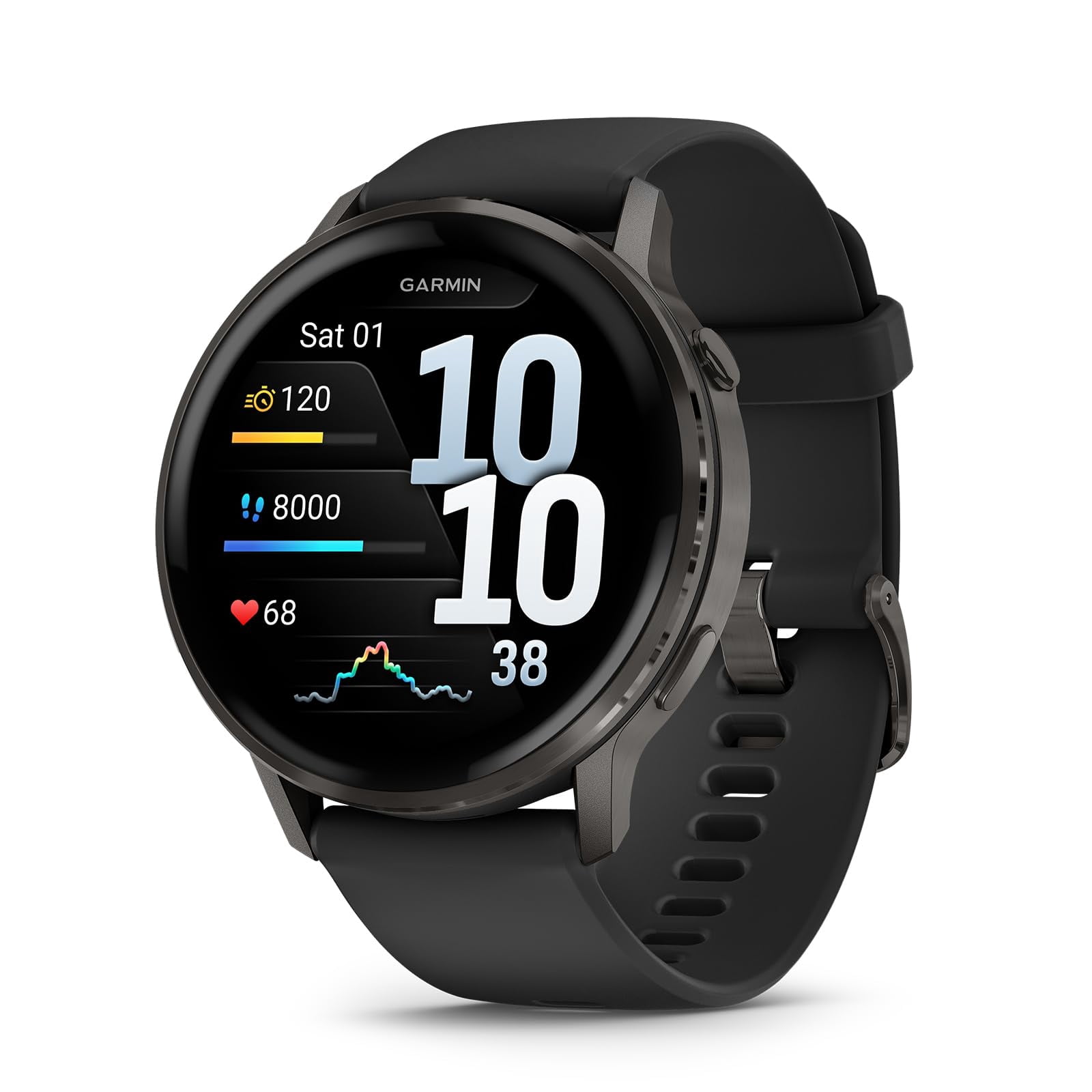 Garmin Venu 4 45mm GPS Smartwatch Slate w/ Black Bundle +Dock Dust Covers Screen Guards