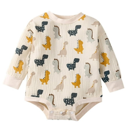 

Larisalt Infant Bodysuit Boy Baby boys Long Sleeve Cotton Onesie Bodysuits Beige