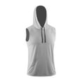 thumbnail image 4 of JXMVOJ Summer Men's Hooded Sleeveless Solid Color T-Shirt, Polyester Lightweight Breathable Design for Casual Outdoor Daily Multi-Occasion, Versatile Anti-Shrink Fashion Tops, 4 of 8