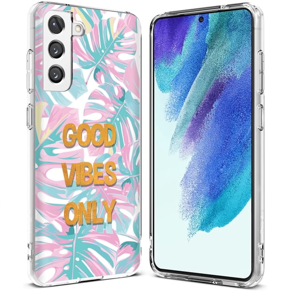TalkingCase Slim Case Compatible for Samsung Galaxy S21 FE 5G (Fan Edition), Good Vibes Print, Lightweight, Flexible, Soft, USA