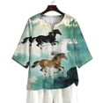 thumbnail image 7 of Daiosportswear Womens Western Tops 3/4 Length Sleeve Shirts V Neck Graphic Shirts Loose Shirt,Linen Shirts for Women Multicolor-F L(L), 7 of 7