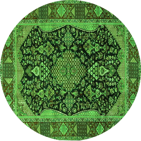 Ahgly Company Indoor Round Persian Green Traditional Area Rugs, 3' Round