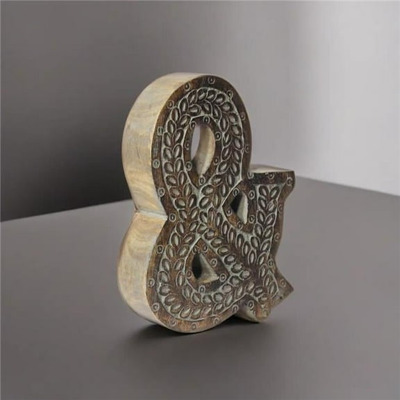 BBH Homes UBBBMH6236SC2ANDHS Handmade Eco-Friendly Wall Mount & Table Top Decor Gray Antique & Wood Ampersand Symbol Block