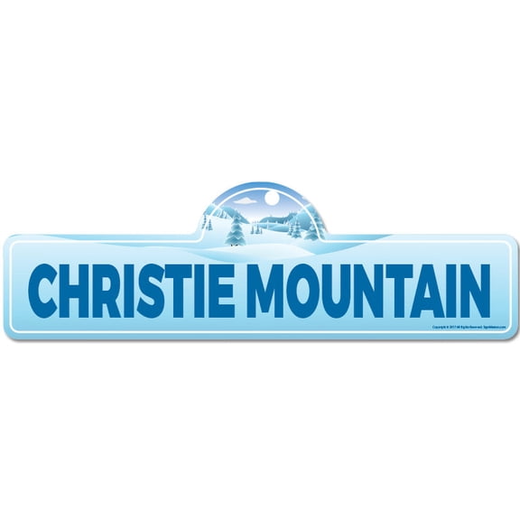 Christie Mountain Street Sign | Indoor/Outdoor | Skiing Skier Snowboarder Décor for Ski Lodge Cabin Mountian House | SignMission personalized gift