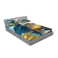 thumbnail image 2 of Ambesonne Lake Fitted Sheet & Pillow Sham Set, Dreamy Art Snowy Mountains Sun, Full, Sea Blue Dark Khaki, 2 of 2