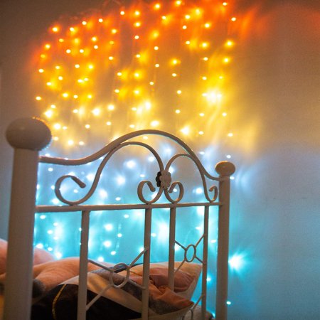 Sunset Orange Curtain Lights For Bedroom Lighted Curtains Led String C Burnt Yellow Warm White Turquoise Aqua Blue Fairy Hawaii Sunroom Ocean Gold And Teal Room Decor Sunset Orange Curtain Lights For, Yellow String Lights For Bedroom