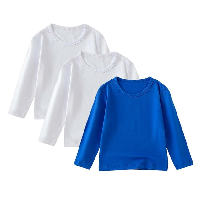 ZACPNCV 3 Pcs Chandails en Molleton à Col Rond pour Filles Manches Longues Automne Chandail Blanc 6-7 Ans