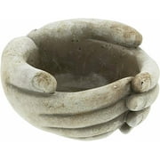 CUPPED HANDS Cement Planter Pot, 5.5" x 5" x 3", by MayRich