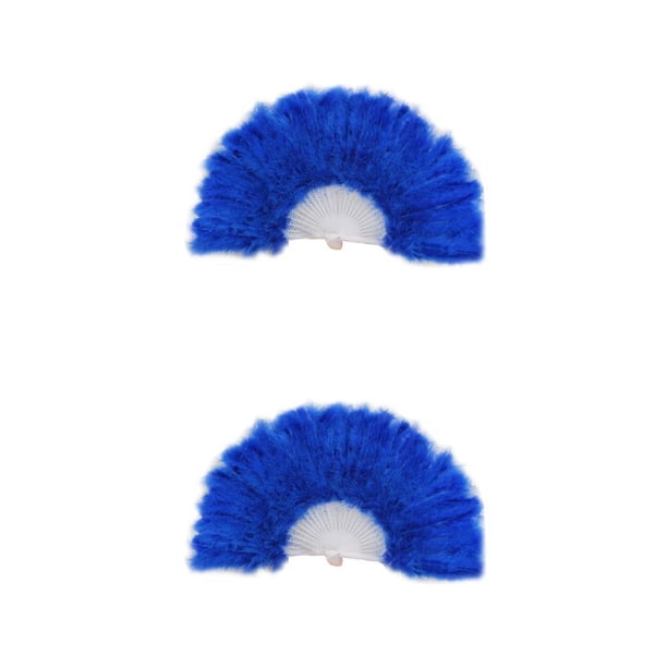 Wosthever Abanico de plumas para decoración, manualidades, fiestas, Cosplay, adorno de mano para el hogar, abanicos decorativos, presente, baile, boda, lago azul 2piezas Wosthever CBP000322