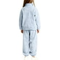 thumbnail image 4 of Blue Fleece Lined Wool Flannel Top 2PC Sets for Kids Girl Boy Winter Fall Matching Brunch Warm Fuzzy Two Piece Top Trousers Pants 2PC Sets Child Clothing Trendy 8 Years, 4 of 6