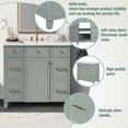 thumbnail image 5 of 36" Bathroom Vanity with Sink, Modern Under Sink Cabinet with 3 Drawers and 2-Tier Shelf, Floor Storage Cabinet for Bathroom with Soft Closing Door, Green, 5 of 9