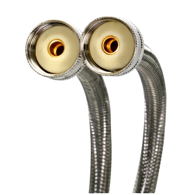 Fluidmaster 9Wm60P2 Conector Para Lavadora, Paquete De 2, Acero Inoxidable Trenzado, Conector Para Manguera 3/4 X Conector Para Manguera 3/4, 60 Pulgadas De Longitud