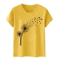 thumbnail image 2 of Babysbule Hauts en Liquidation pour Femmes T-shirt à Manches Courtes Imprimé Pissenlit Col Rond Mode Décontracté Ample, 2 of 4