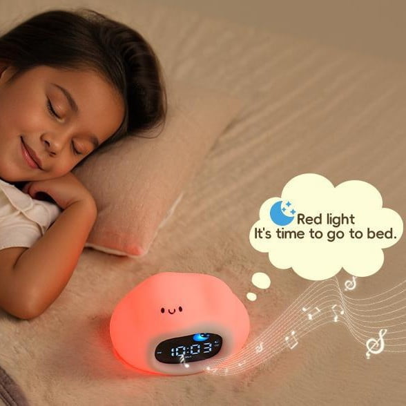 Cloud Alarm Clock with Night Light, USB Rechargeable Sleep Trainer with 6 Music Modes for Bedroom