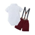 thumbnail image 3 of SANMIO Baby Boy Clothes Summer Suits Short Sleeve Bodysuits+Bowtie+Suspender Shorts Infant Gentleman Birthday Wedding Outfits, 3 of 13