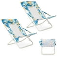 thumbnail image 1 of Costway Folding Low Beach Chair, Set of 2 with Padded Head Pillow, Mesh Back, Cup Holder Blue, 1 of 10