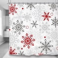 thumbnail image 5 of Winter Snowflake Christmas Bathroom Shower Curtain 71W by 71H Inch Snow Xmas Red Gray Holiday New Year Polyester Fabric 12 Plastic Hooks Waterproof Decor, 5 of 6