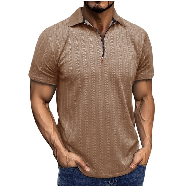 Blusa de Manga Corta para Hombre Bloque Botones de Color Turndown Collar Superior, Mezcla Transpirable de Rayón Poliéster para Al Aire Libre