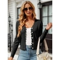 thumbnail image 6 of Women'S Long Sleeve V-Neck Button Down Cardigan Knit Shrugs Sweater Black XXL, 6 of 7