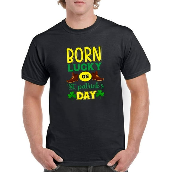 Born Lucky T-Shirt Men -Image by Shutterstock, Male Medium