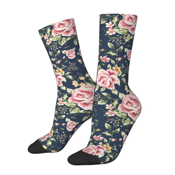 Vsdgher Vintage Floral Crew Socks for Men & Women, Breathable Casual Athletic Ankle Socks