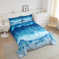 thumbnail image 4 of Erosebridal Ensemble de Literie Vagues de l'Océan, Couette Simple, Couette de Plage en Mer, Décoration de Chambre d'Ado, Réversible, Léger, 2 Pcs, 4 of 8