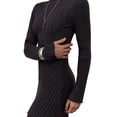 thumbnail image 3 of Women Turtle Neck Long Sleeve Bodycon Fall Winter Mini Slim Knit Sweater Dress Black S, 3 of 7