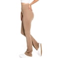 thumbnail image 3 of Love Tree Women's High Rise Bootcut 32" Inseam Yoga Pant Leggings (Tan, Medium), 3 of 3