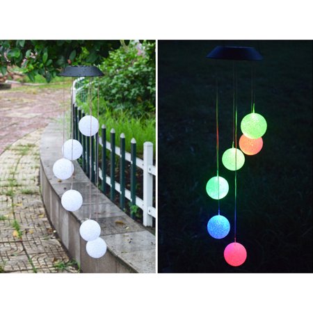 Solar Panel Ball Solar Energy Powered Wind Chime Lamp Color-changing Particle Ball ...