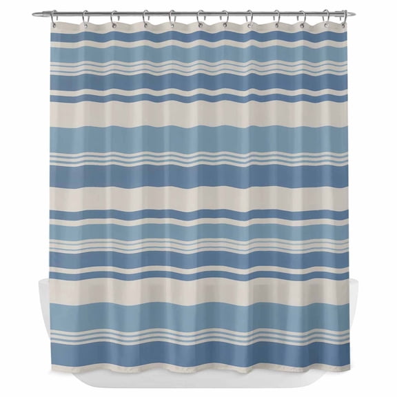 Xipuska Blue Striped Shower Curtain - Water Repellent Fabric Shower Curtains Washable, Farmhouse Vintage Stripe Decorative Polyester Cloth Bathroom Curtains Modern Bath Decor 72"x78"