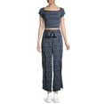 thumbnail image 2 of No Boundaries Juniors' Smocked Top and Wide Leg Pants Set, 2 of 6