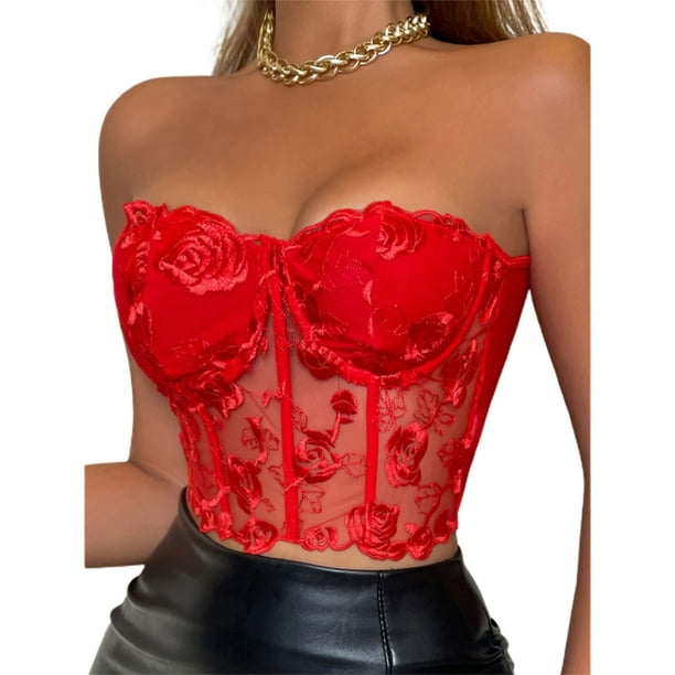Blusa Corset Blusa Gamuza Blusa Corset Rojo