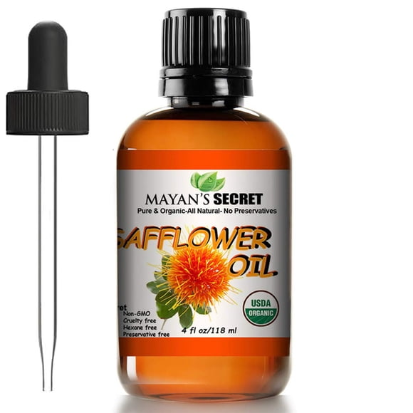 Aceite de semilla de cártamo orgánico por USDA de Mayan's Secret, rico en vitamina E y ácidos grasos omega-6 para la piel antienvejecimiento