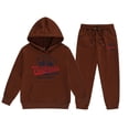 thumbnail image 4 of Byoo Girls' Letter Graphic Hoodie Set Lined Pullover Sweatshirt Sweatpants Tracksuit Set Warm Active Sweatsuit Set, 4 of 4