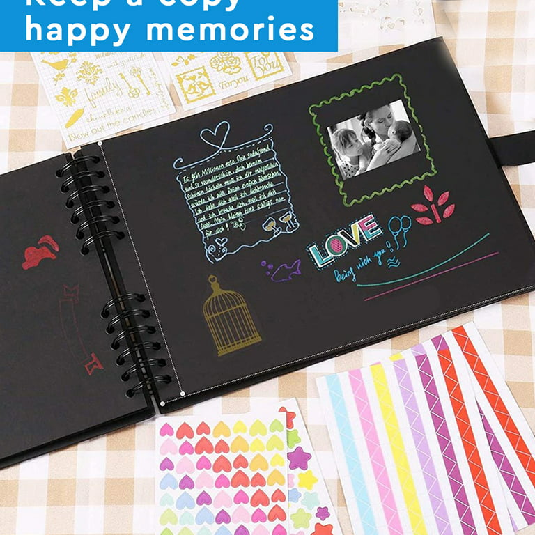 DIY Photo Albums Scrapbook, 80 Pages A4 Hand-posted Couple Photo Album with  Stickers and Marker Pens for Guest Book Anniversary Wedding Valentines Day