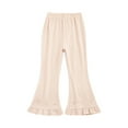 thumbnail image 4 of Gubotare Girls Pants Girls Linen Wide Leg Pants Summer Loose Comfy Flowy Lounge Trousers Kids Solid Lightweight Belted Pants with Pockets (Khaki,Size 8-9 Years), 4 of 9