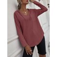 thumbnail image 3 of Arvbitana Women Loose Hooded Sweatshirt Solid Color Long Sleeve V-neck Hoodie Pullover Casual Hoodies Tops for Sport Streetwear, 3 of 7