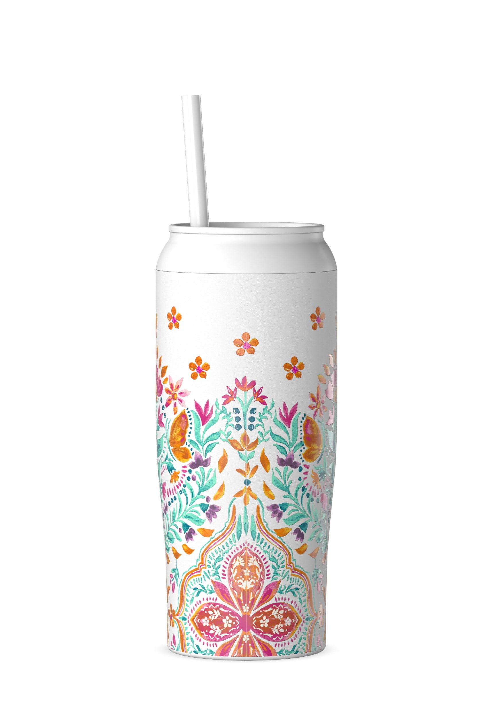 The Pioneer Woman 17oz Folk Geo Stainless Steel Cooler Tumbler, White