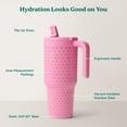 thumbnail image 3 of Reduce 34oz Chiller Go Travel Tumbler with Travel Handle, Lid & Flip Up Straw, Insulated Stainless Steel, Rosy Pink Dots, 3 of 4