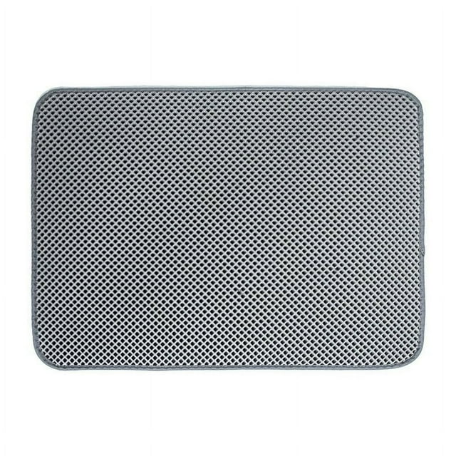 DEBGFS Cat Litter Mat Litter Trapping Mat 11.81” X 17.22” Inch Double Layer Design Waterproof Urine Proof Trapper Mat for Litter Boxes Large Size Easy Clean Scatter Control(Gray),Grey