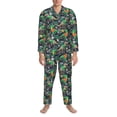 thumbnail image 3 of Honeii Dinosaur Plays Soccer Pattern Mens Pajamas Set,2pcs Men's Lounge Long Sleeve Sleep Shirt and Pajama Bottoms Sleepwear Set,Mens Pjs Sets-Small, 3 of 7