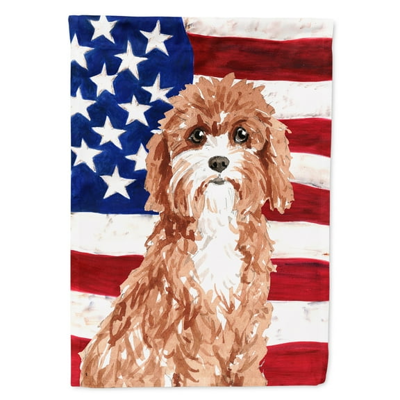Patriotic USA Cavapoo House Flag