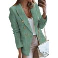 thumbnail image 1 of Womens Double Breasted Tweed Blazers Casual Long Sleeve Open Front Blazer Jackets Work Suits, 1 of 5