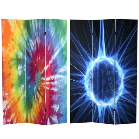 Oriental Furniture 6 ft. Tall Double Sided Tie Dye Canvas Room Divider - 3 Panel